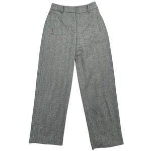 Wilfred Pants Womens 0 Gray Wool Cashmere Herringbone Wide Leg Dress Trousers